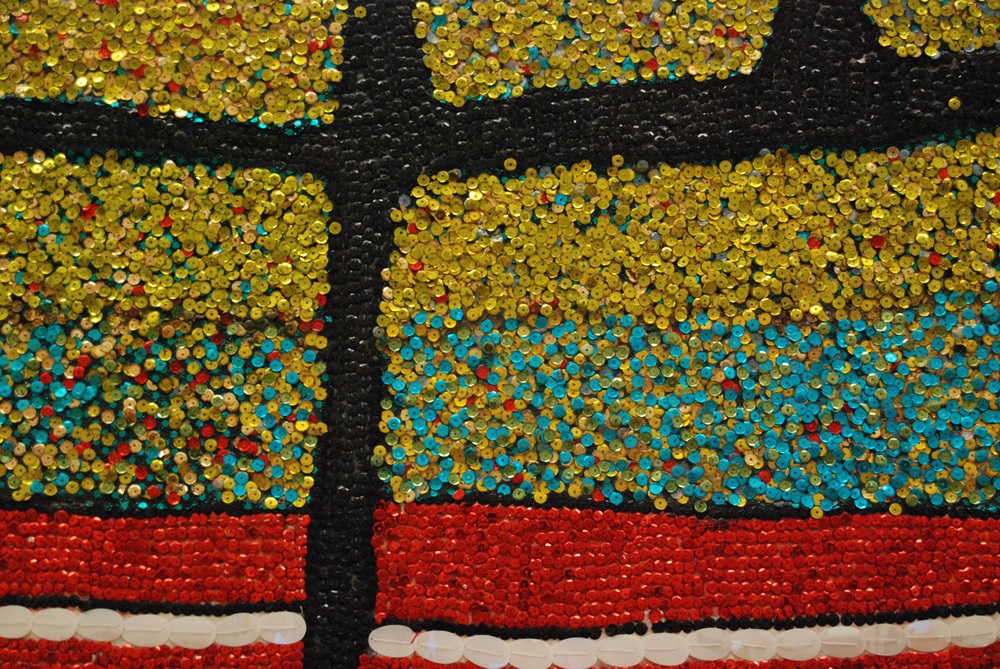 Line no. 32a (detail 9) Sequins on canvas 190x290 cm 2003
