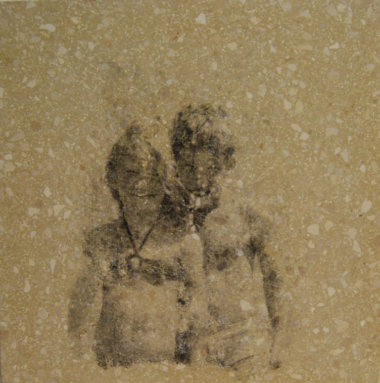 Brother and sister Mixed technique on tile 30x30 cm 2014