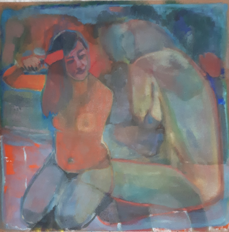 Combing With One Hand 61x62 Cm Oil On Plywood 2020